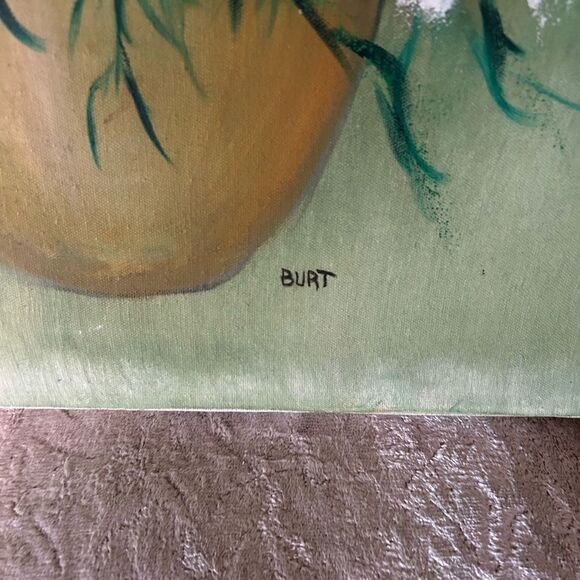 Gorgeous original vintage daisy oil painting signed Burt 24 x 20 - Picture 3 of 8